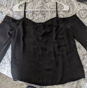 Express Cold Shoulder Long Sleeve Lacey Top